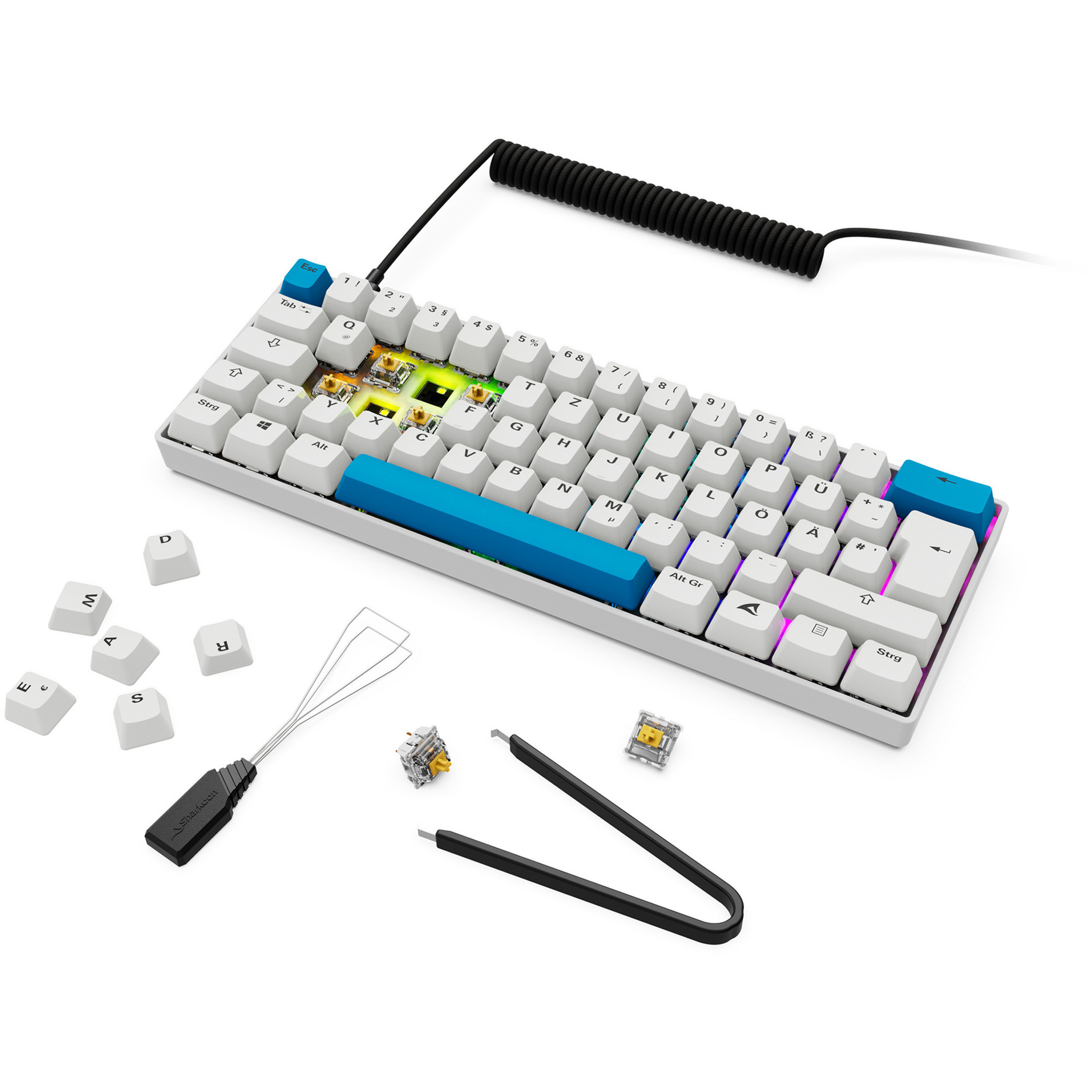 Sharkoon SKILLER SGK50 S4 Gen2 PBT, Gaming-Tastatur weiß, DE-Layout, Gateron G Pro 3.0 Yellow