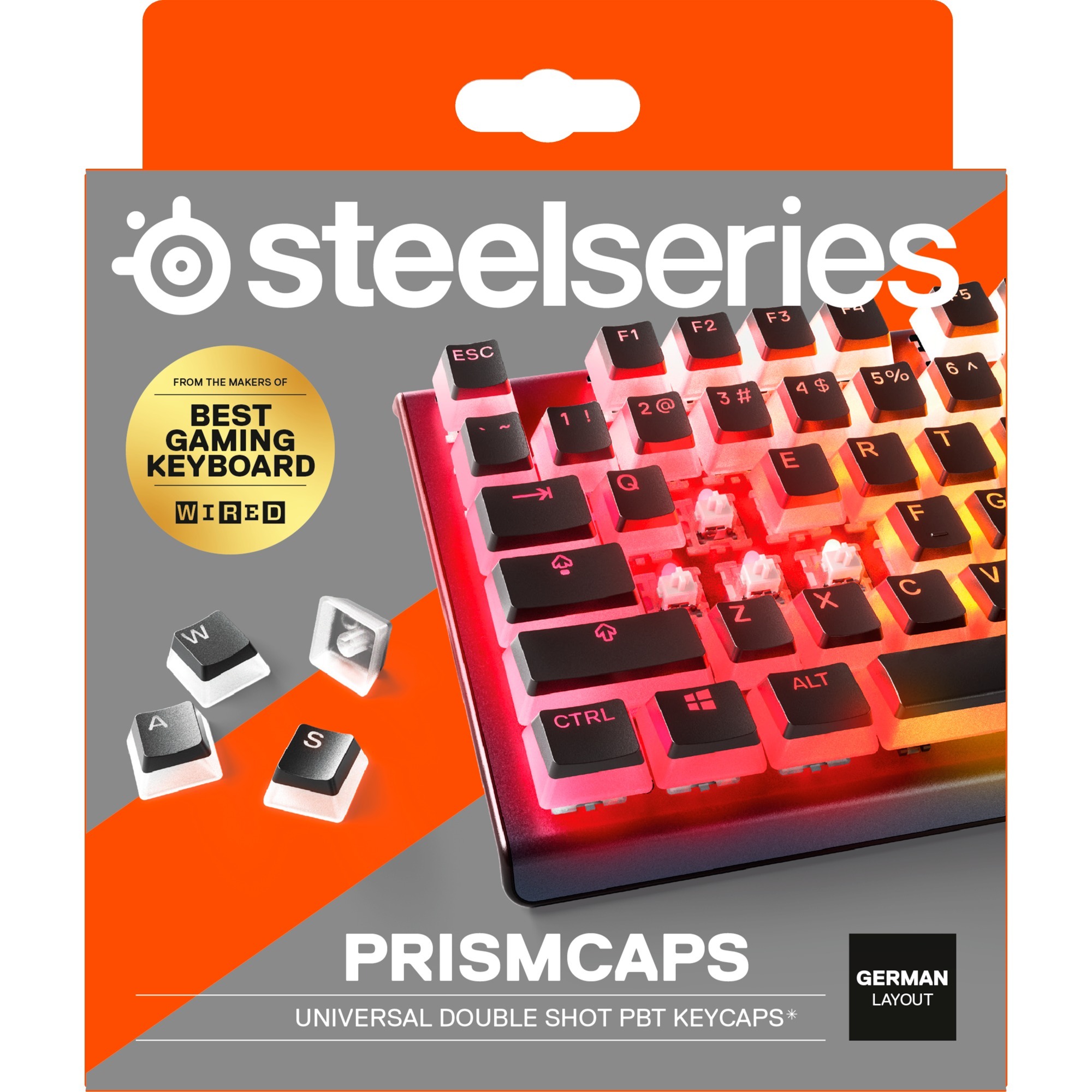 SteelSeries PrismCaps, Tastenkappe schwarz/transparent, DE-Layout
