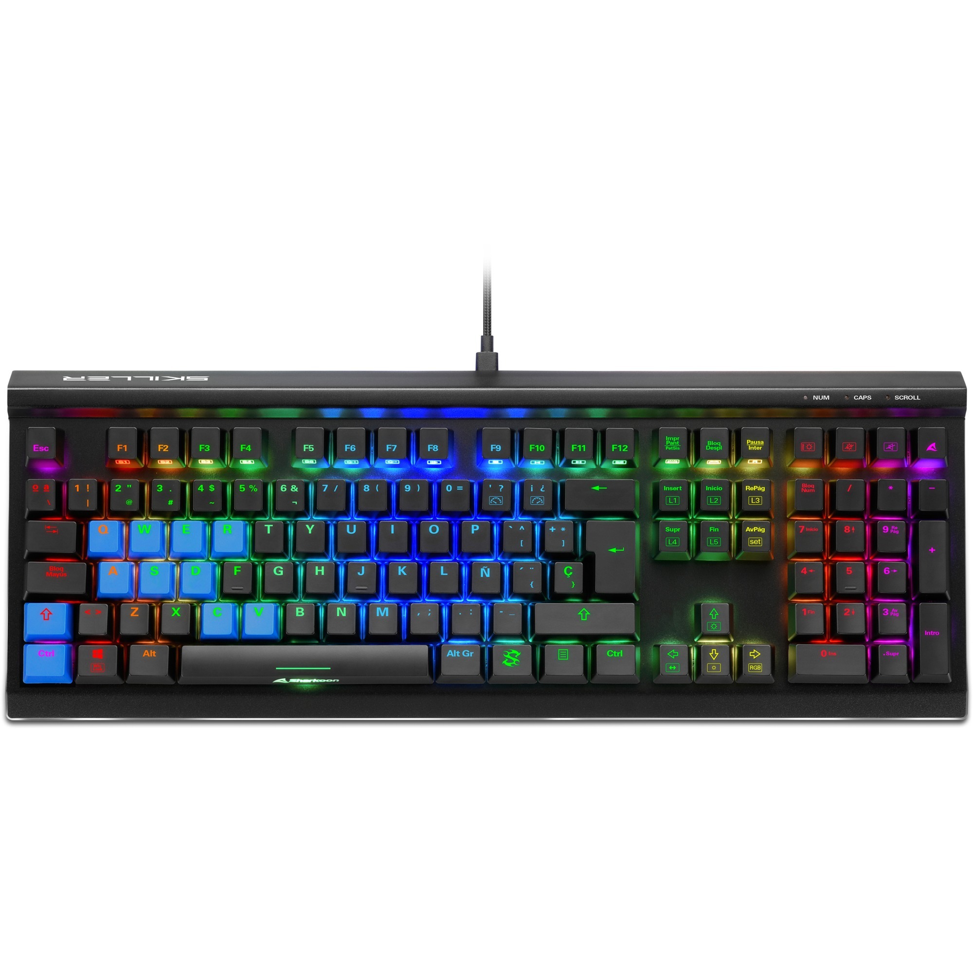 Sharkoon SKILLER SGK60, Gaming-Tastatur schwarz, ES-Layout, Kailh Box Brown