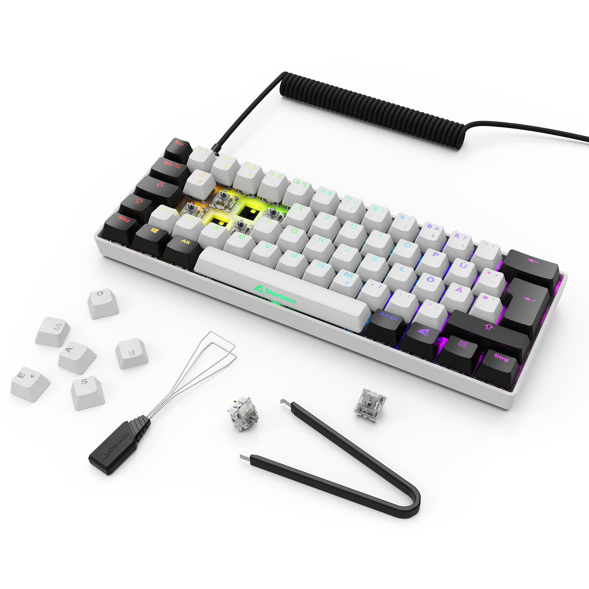 Sharkoon SKILLER SGK50 S4 Gen2, Gaming-Tastatur weiß, DE-Layout, Gateron Yellow