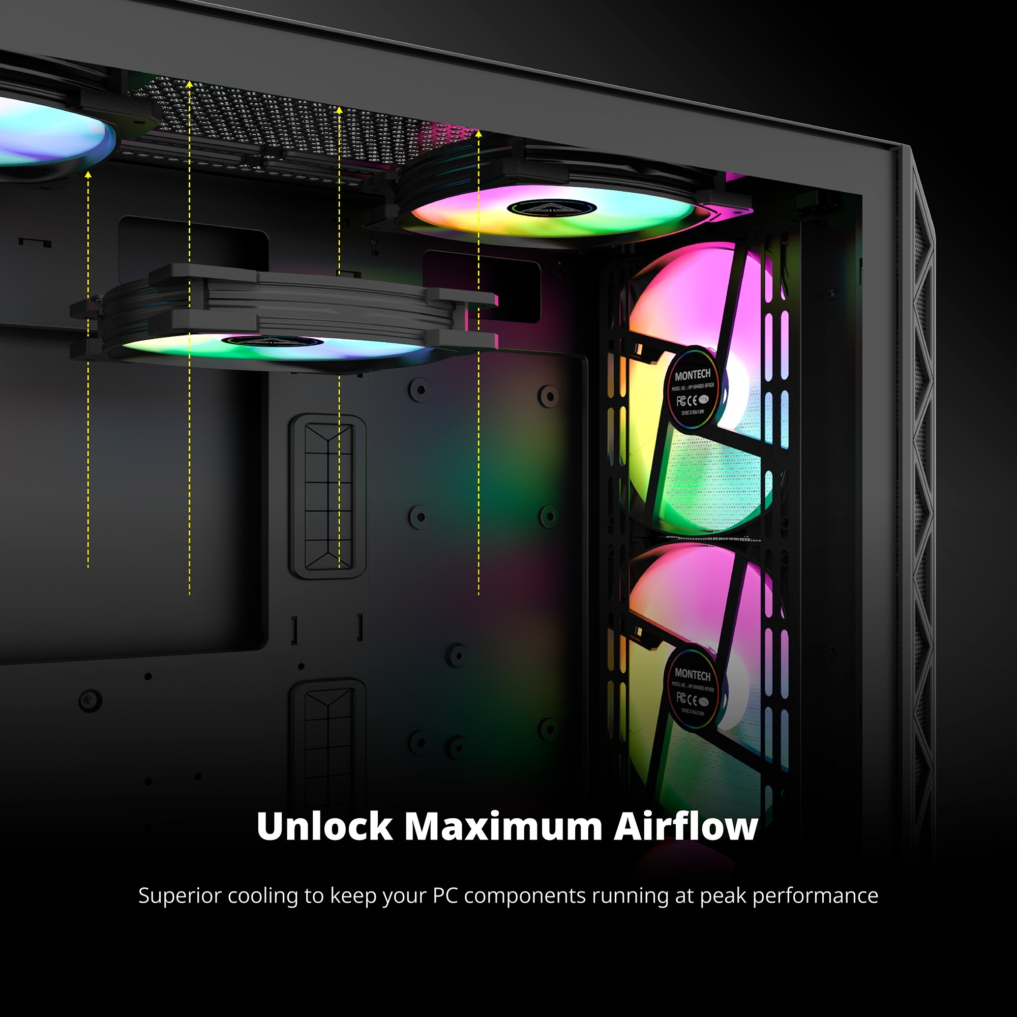 Montech HP140 ARGB PWM 140x140x25, Gehäuselüfter schwarz, 140 mm