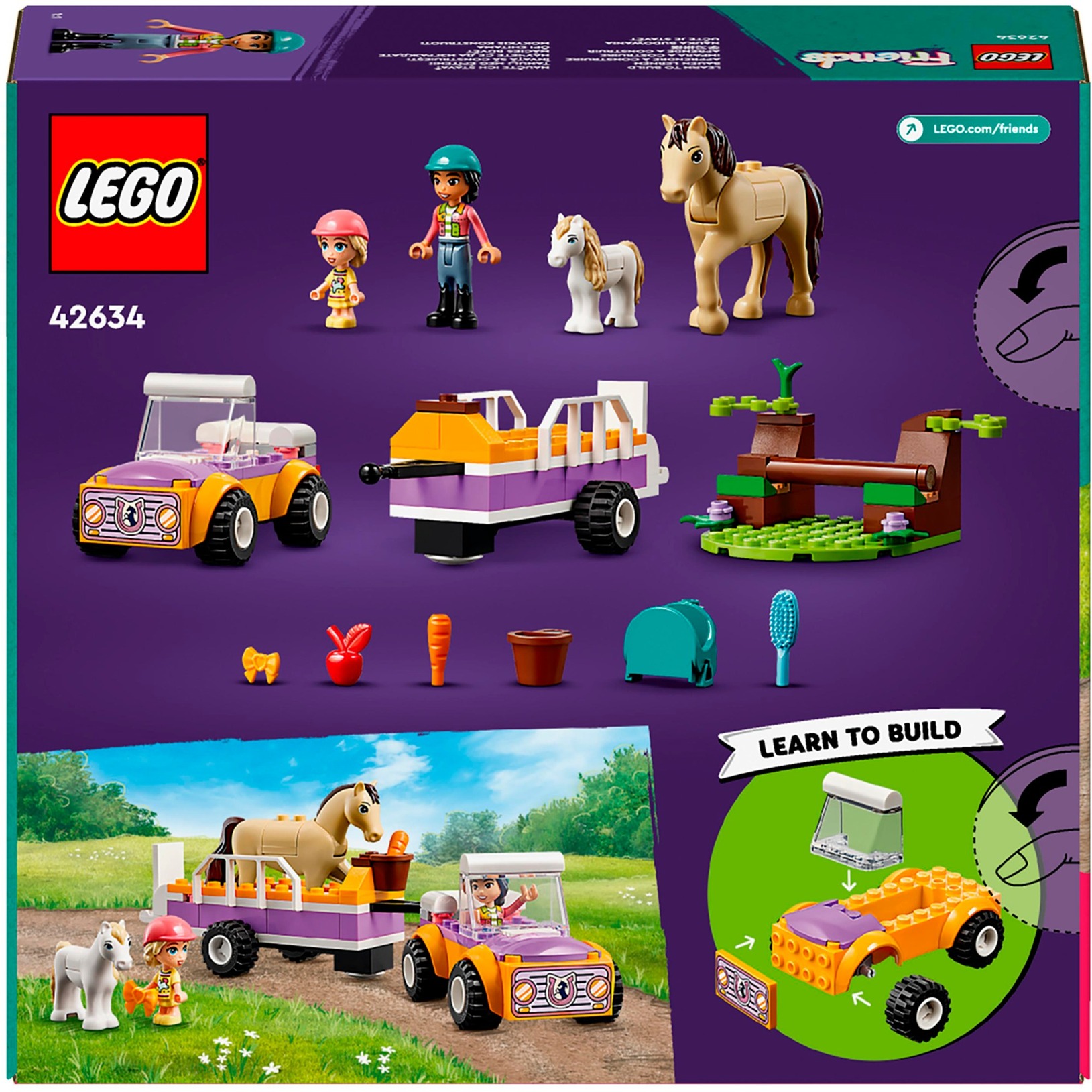 LEGO 42634 Friends Pferde- und Pony-Anhänger, Konstruktionsspielzeug