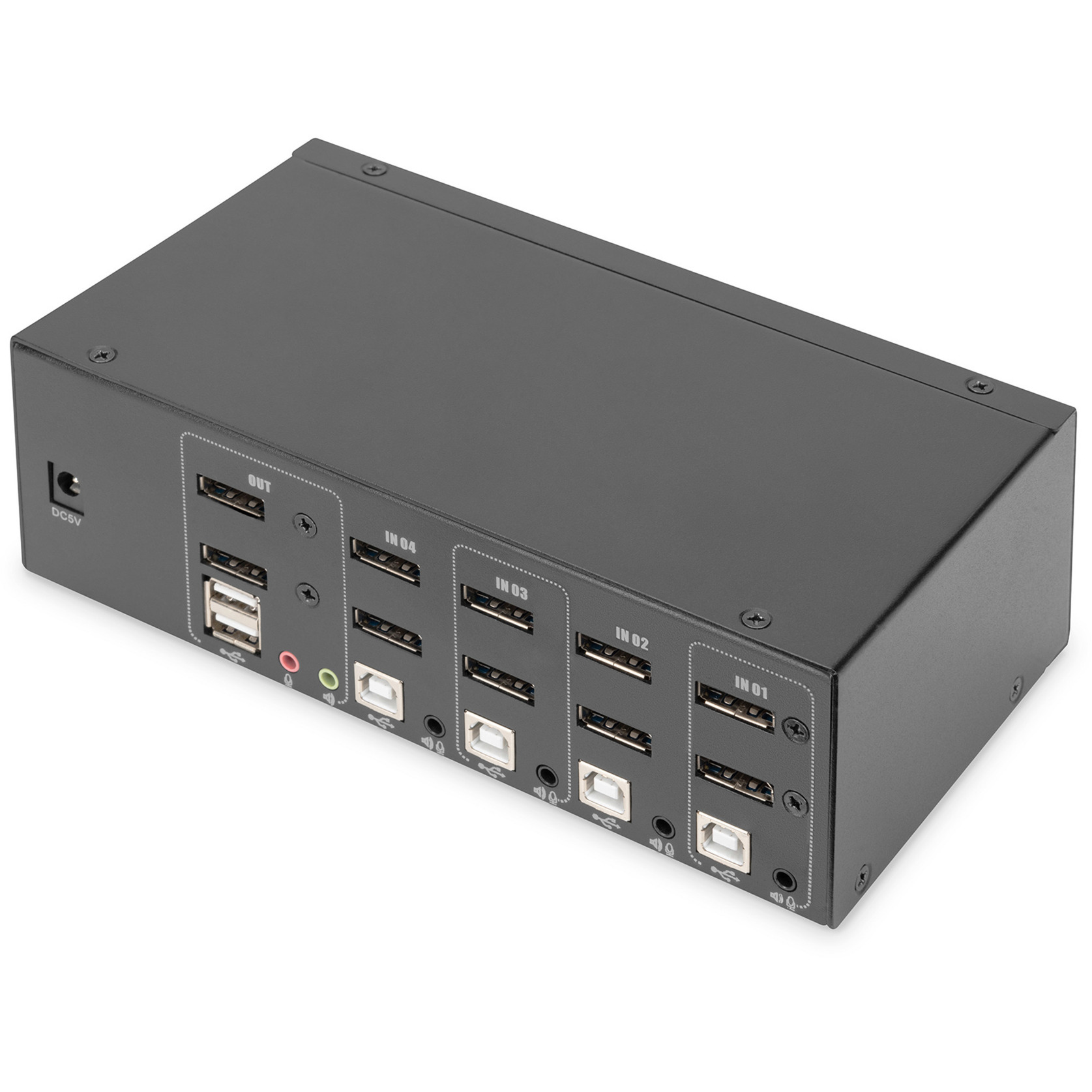 Digitus KVM-Switch DisplayPort 4x 1  schwarz, Dual Display