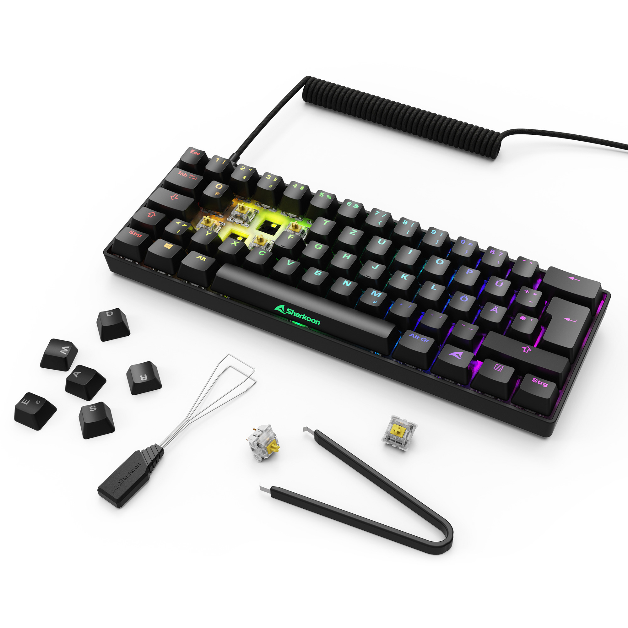 Sharkoon SKILLER SGK50 S4 Gen2, Gaming-Tastatur schwarz, DE-Layout, Gateron Yellow