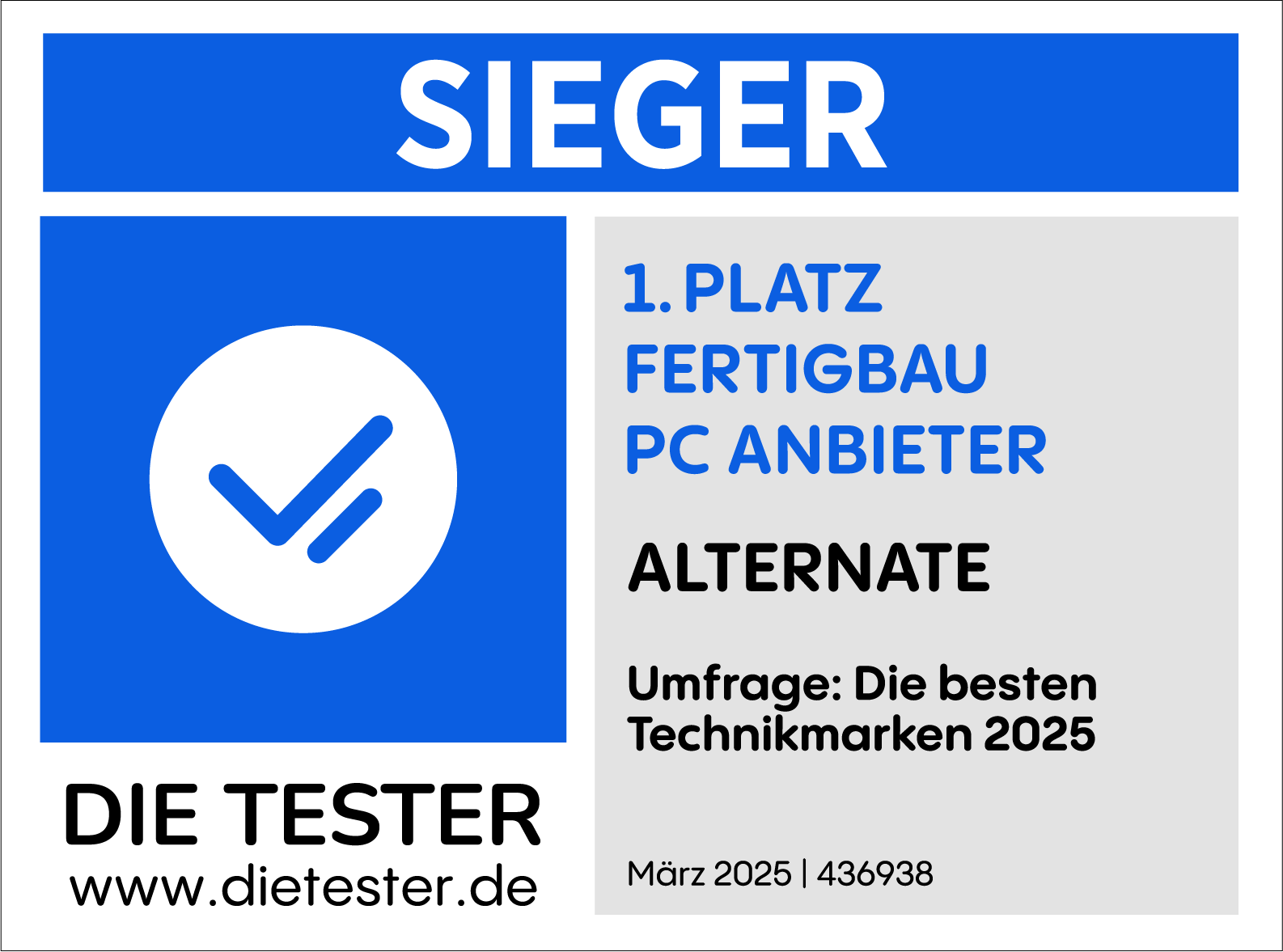 1. Platz als Fertigbau PC Anbieter